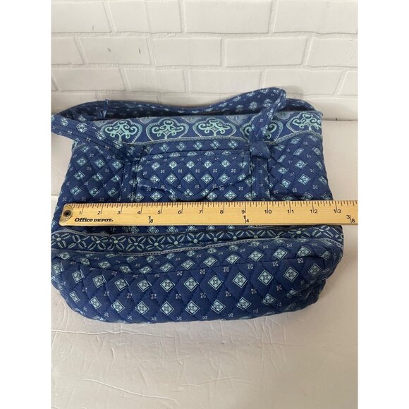 Croft & Barrow Quilted Fabric Shoulder Bag Blue Geometric Pattern - Picture 11 of 12